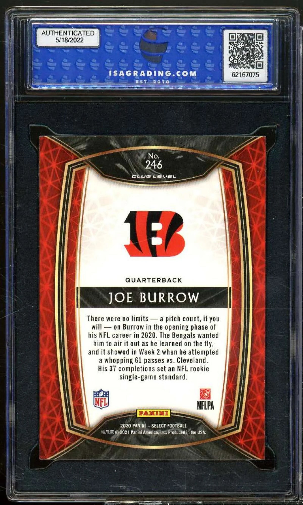 Joe Burrow Rookie Card 2020 Panini Select #246  10
