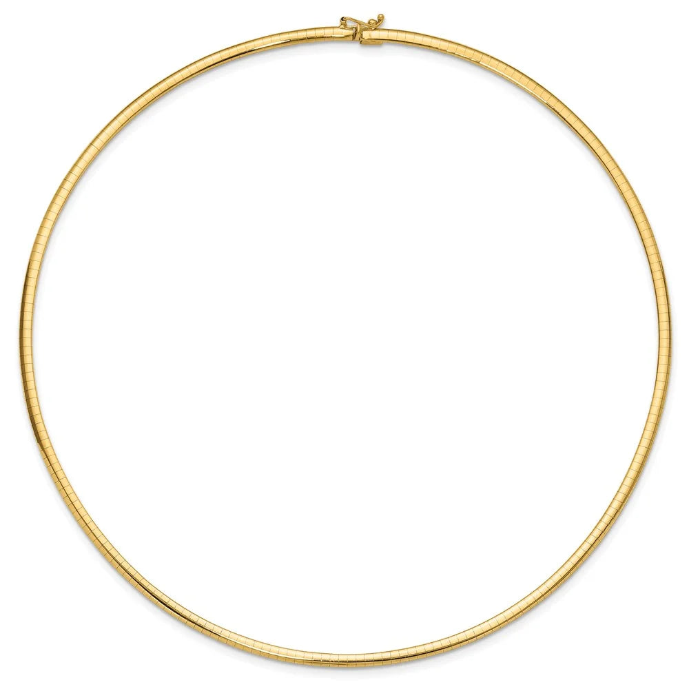 14k 3mm Domed Omega Necklace -18