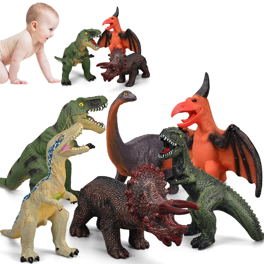 6 Piece Jumbo Dinosaur Toys for Kids and Toddlers, 13-17 Inches Blue Velociraptor -Rex, Large Soft Dinosaur Toys Set for Dinosaur Lovers - Perfect Dinosaur Party Favors, Birthday Gifts