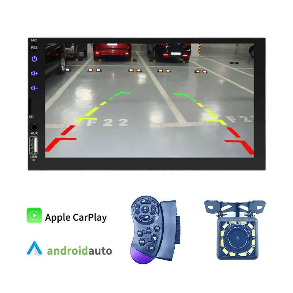 Virwir Car Multimedia Player Bluetooth 7 inch,  Car Mp5 Player Touch Screen Autoradio with Backup Camera Rear