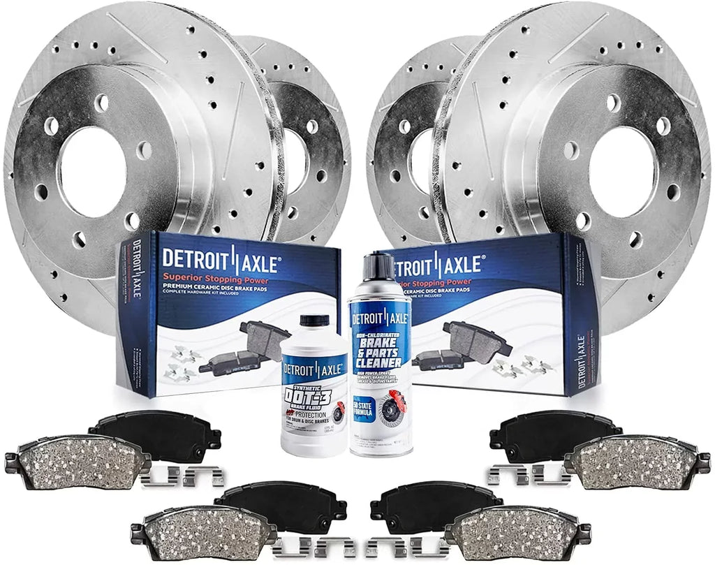 Detroit Axle - Brake Kit for Chevy  Silverado Sierra 1500 Astro Tahoe Safari Yukon Replacement Drilled Slotted Disc Brake Rotors Ceramic Brakes Pads: 12'' Front and 12.78'' Rear Rotors