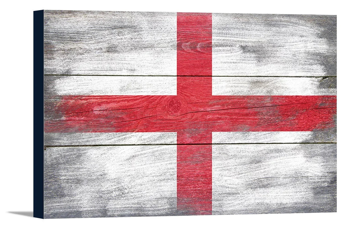 Rustic England Country Flag - Lantern Press Artwork (18x12 Gallery Wrapped Stretched Canvas)
