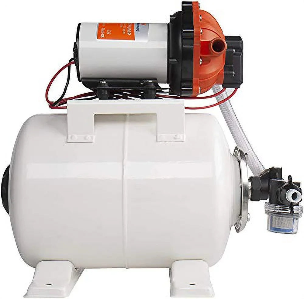 Water Pump and Accumulator Tank System - 12V, 5.5 , 60 , 2 Gallon Tan