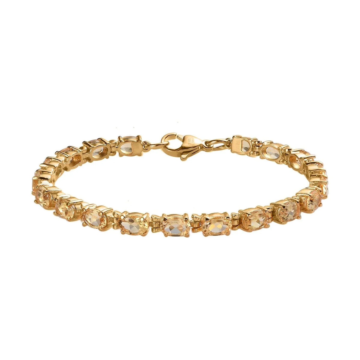 Shop  Citrine Oval Stainless Steel Yellow Gold Ion Plated Bracelet for Women Jewelry Size 7.25" Ct 7.38 Birthday Gifts