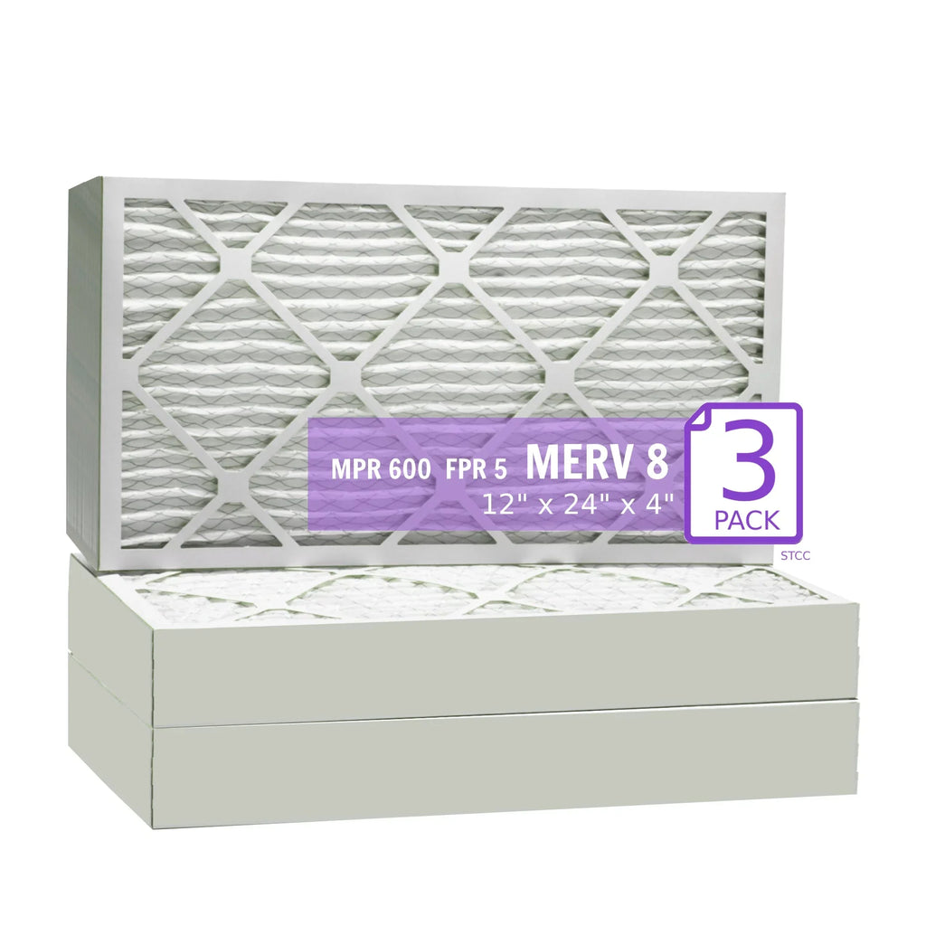 12x24x4, Purolator  Extended Surface Pleated Air Filter, Mechanical  8, (3 Pack)