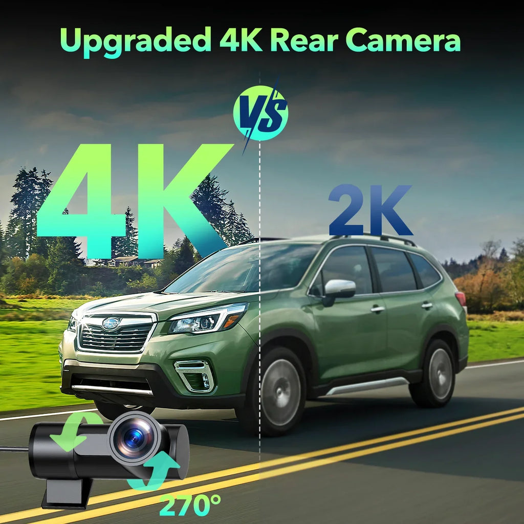 Dash Cam Front and Rear 4K+4K 5Ghz Wifi , Dash Camera for Cars with 128G  Card, 3.16" Touch Screen Dual Sony Night Vision Car Camera,Voice Commands, -Sensor,