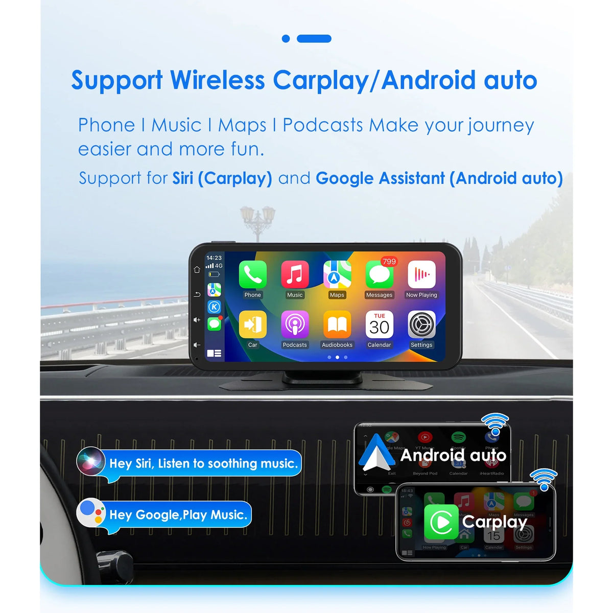 Hizpo  Navigation Bluetooth 6.25 Inch Touchscreen 360° Adjustable  Car Radio Stereo Head Unit Receiver With Apple Carplay Android Auto And Backup Camera