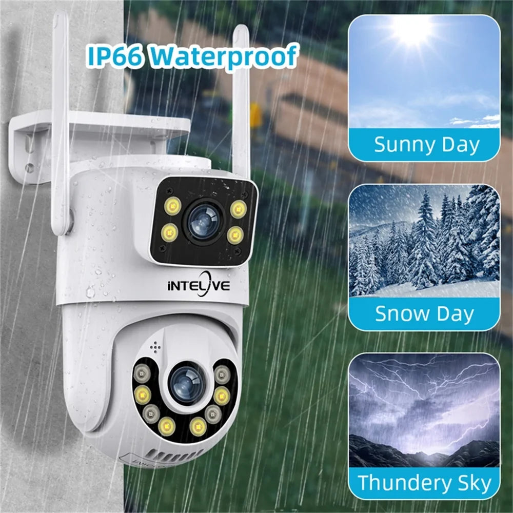 4K Security Camera with Floodlight, Human Deduction Wireless Outdoor Camera, Rechargeable Powered Home Surveillance Camera with Full Color Night Vision Two Way Voice