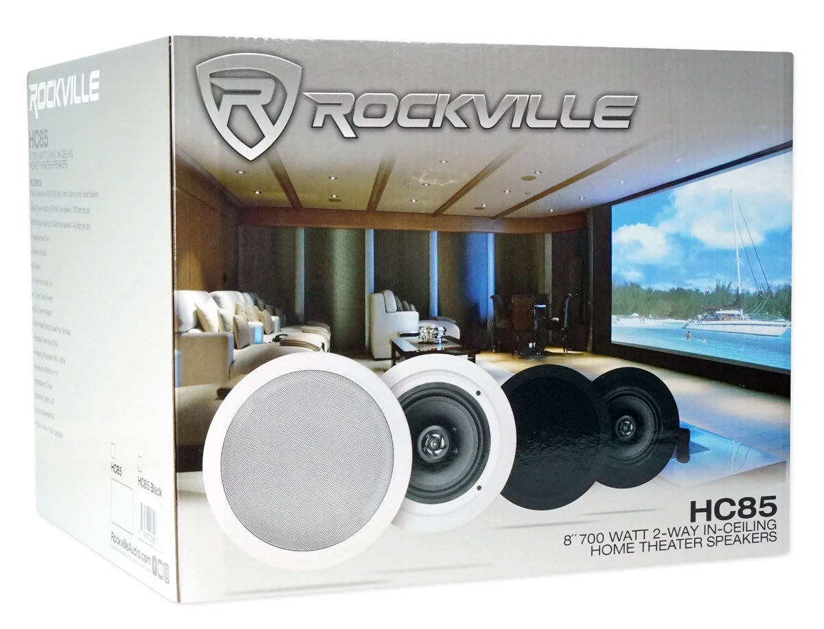 Rockville   Multi Room Home Receiver+6) Ceiling+2) Black Wall Speakers