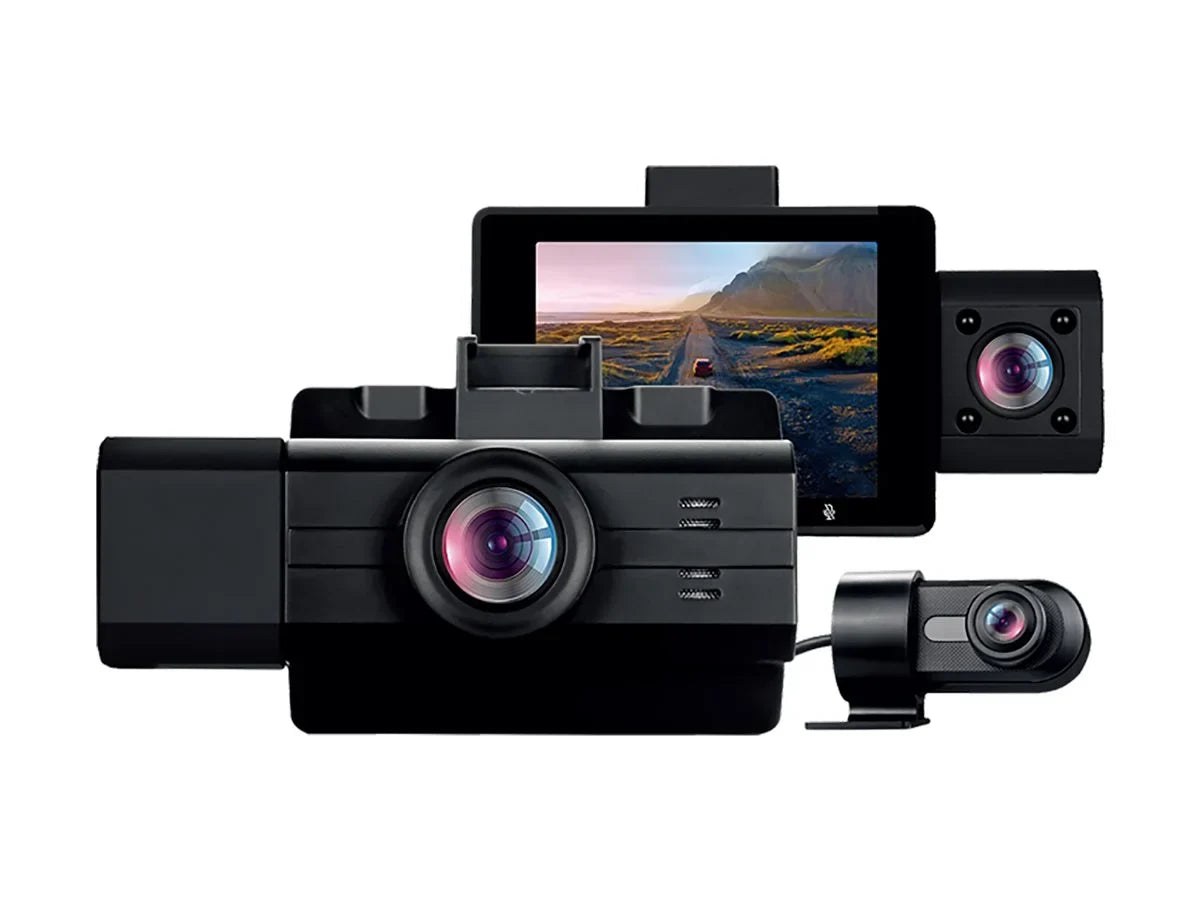 myGEKOgear by Adesso Scout Pro 2K 3-Channel Dash Cam Surveillance Edition with Front View, Cabin View, Rear - Wide Angle View - -Sensor