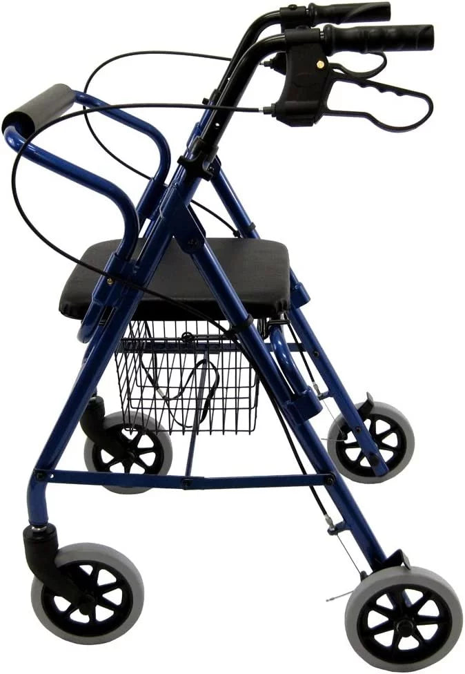 Karman Healthcare -4100N- Aluminum Junior Rollator with Low Seat, Blue, 6" Casters