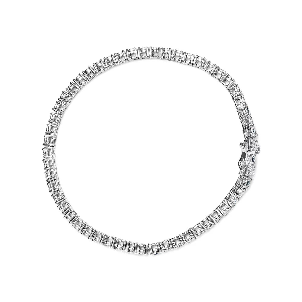 Haus of Brilliance .925 Sterling Silver 1.0 Cttw Womens with Alternating Round cut Box Clasp White Diamond and Treated Green Diamond Tennis Bracelet (Green and - Color,  Clarity) - Size 7" Inches
