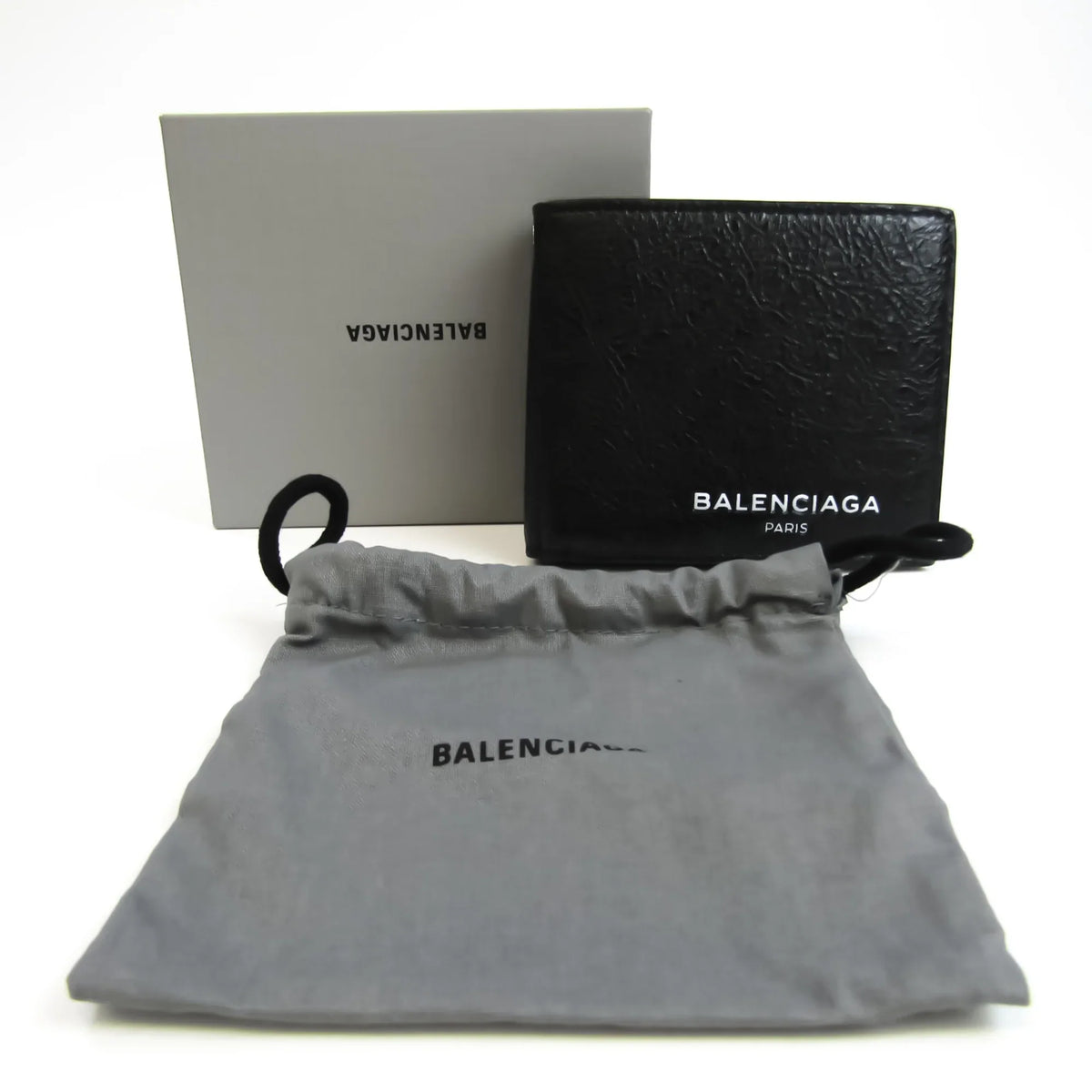 Pre-Owned Balenciaga 504934 Unisex Leather Wallet (bi-fold) Black (Good)