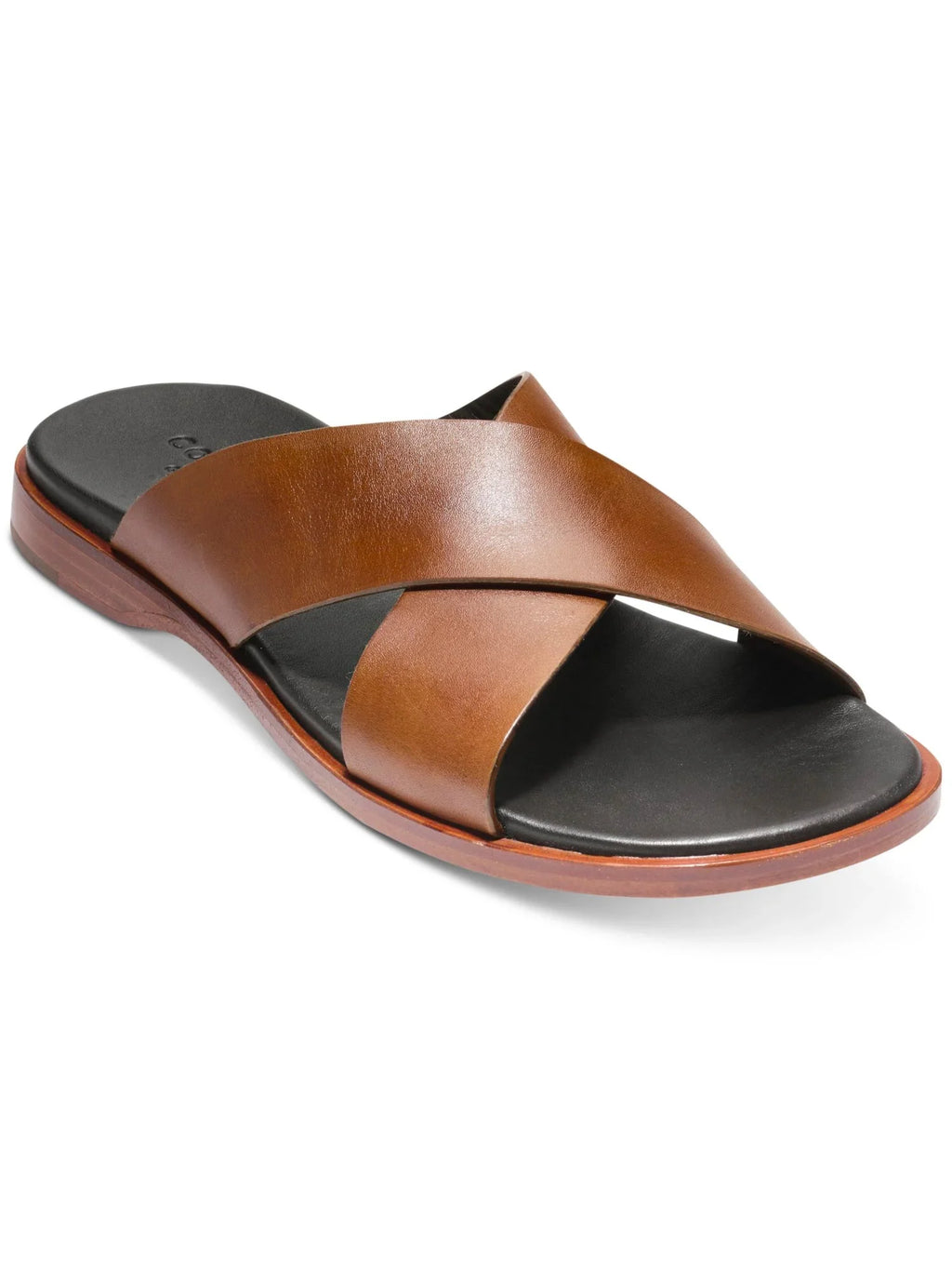 Mens Brown Crisscross Bands Padded Goldwyn 2.0 Open Toe Slip On Slide Sandals Shoes 11