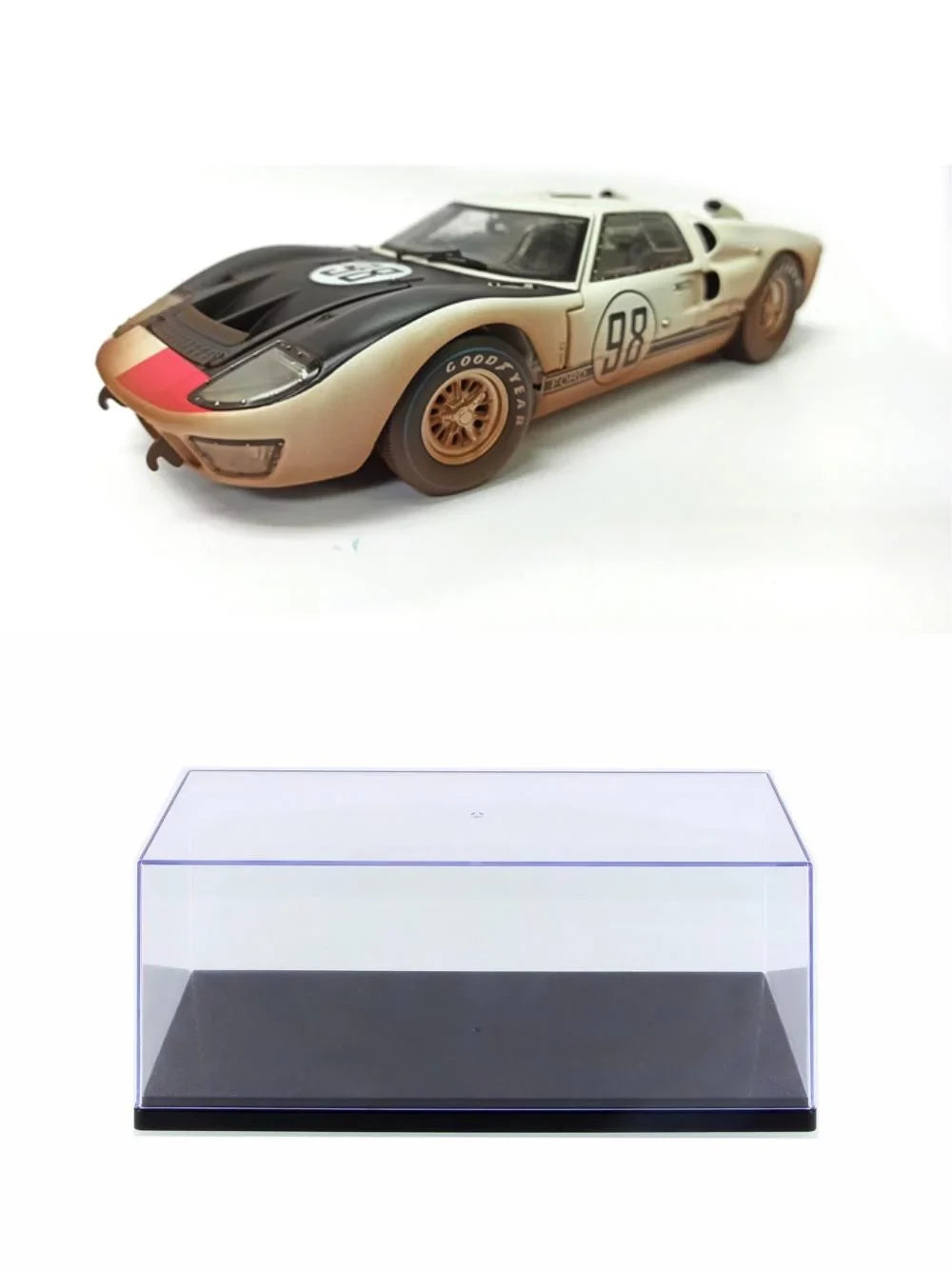 Diecast Car w/Display Case - 1966 Ford -40   #98 After Race (Dirty Version), White - Shelby Collectibles  - 1/18 scale Diecast Model Toy Car