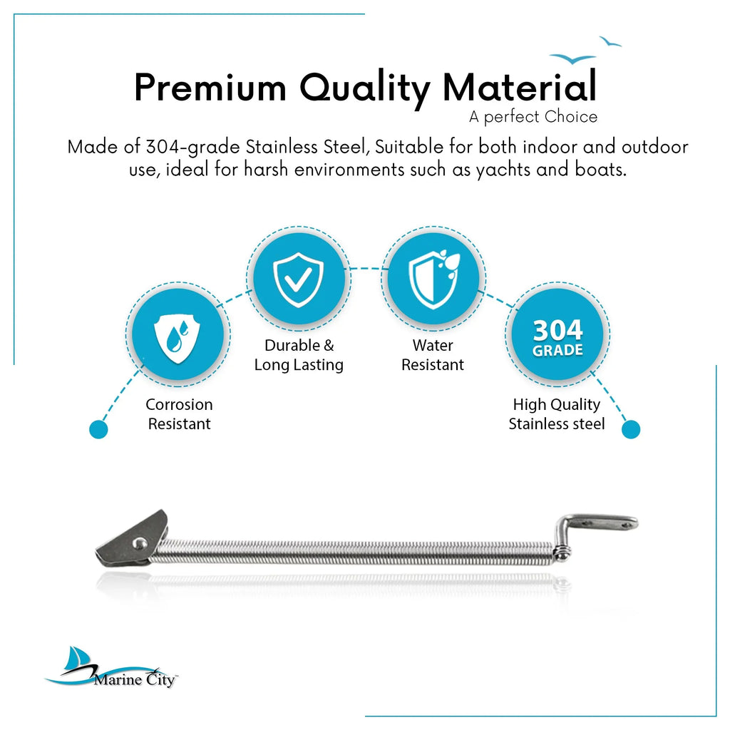 Marine City Stainless-Steel Hatch Spring Adjuster with -Bolt and -Shape Plate 8-1/4 inches or 10-1/4 inches Length: 8-1/4 inches