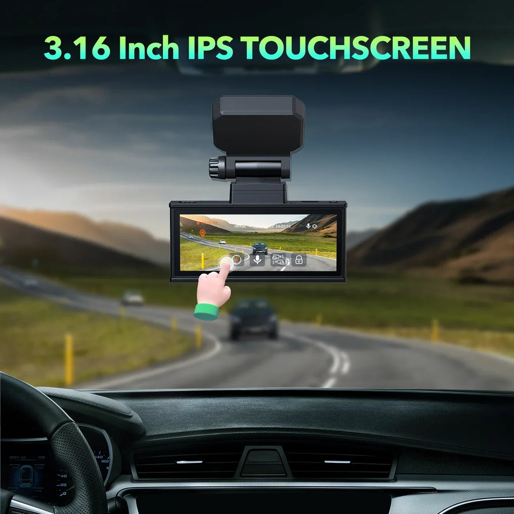 Dash Cam Front and Rear 4K+4K 5Ghz Wifi , Dash Camera for Cars with 128G  Card, 3.16" Touch Screen Dual Sony Night Vision Car Camera,Voice Commands, -Sensor,