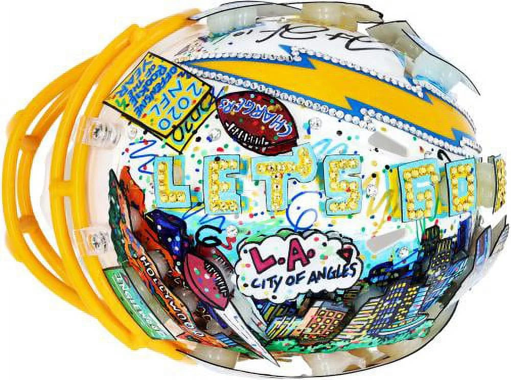 Justin Herbert Los Angeles Chargers Autographed Speed Mini Helmet - Hand Painted by Artist Charles Fazzino -  - Fanatics Authentic Certified