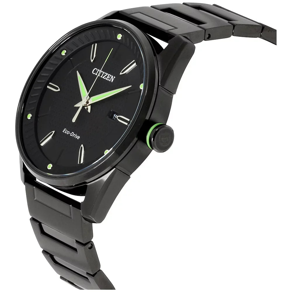 Citizen Men's Eco-Drive Black  Stainless Steel Watch -55E