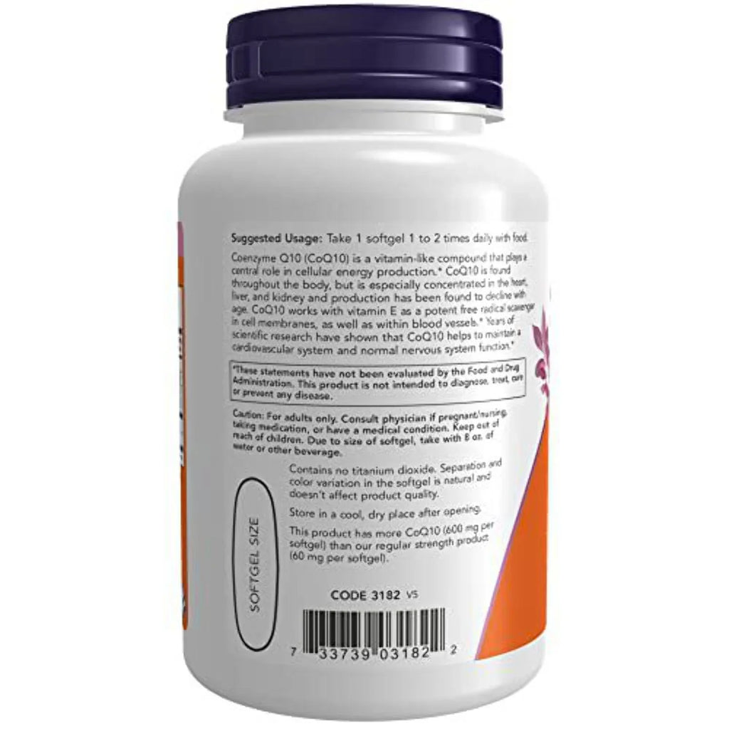 Supplements, CoQ10 600 mg, Maximum Strength with Vitamin  & Lecithin, 60 Softgels