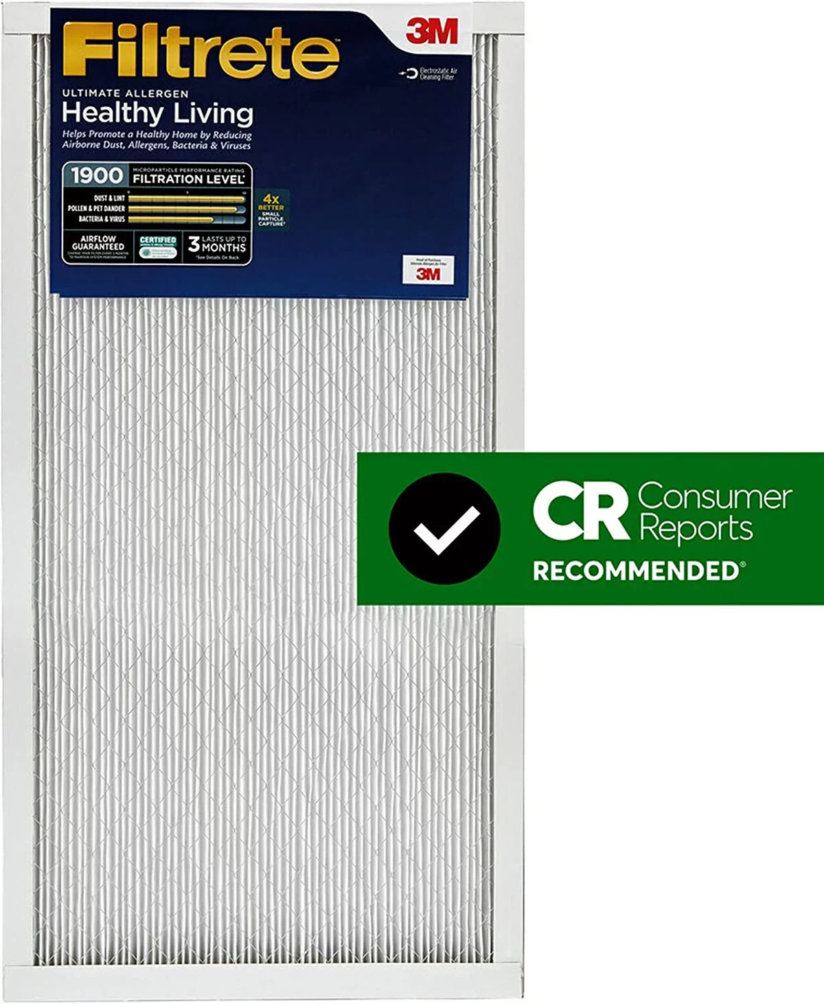 Filtrete 14x30x1,  Furnace Air Filter,  1900, Healthy Living Ultimate Allergen, 6-Pack (exact dimensions 13.81 x 29.81 x 0.78)
