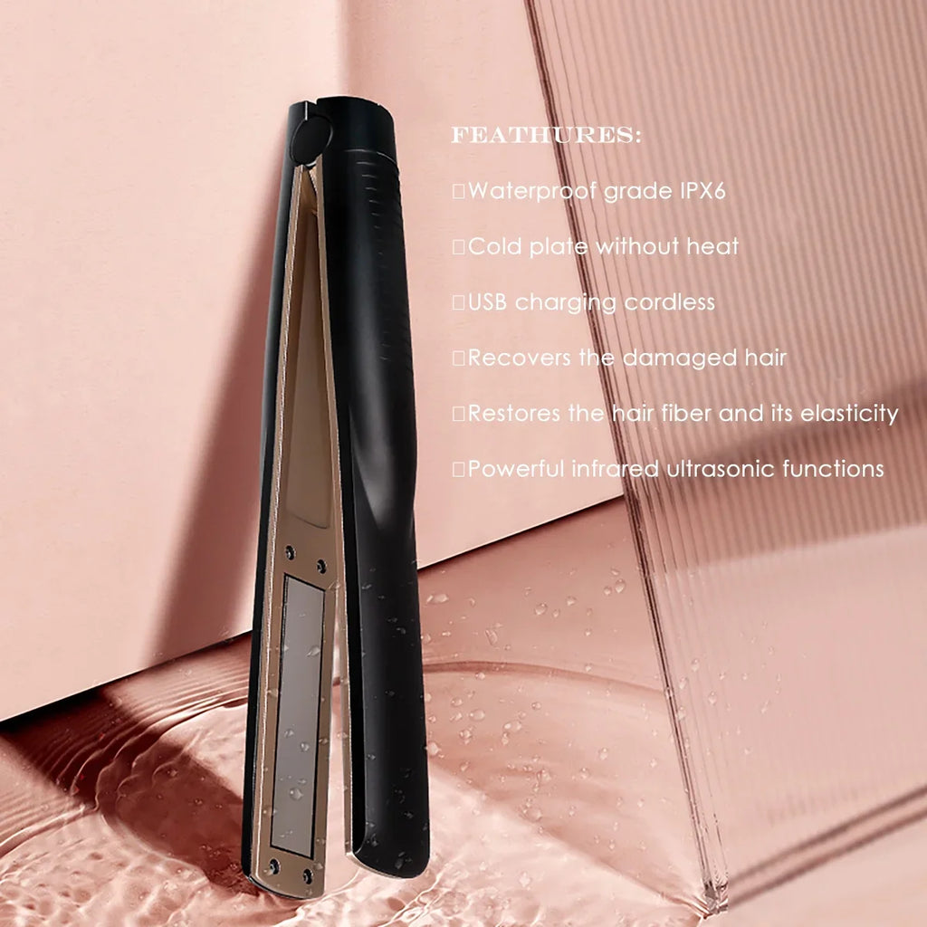 Ultrasonic Hair Care Iron, Professional Cold Iron Straightner, Reprotectives the Damaged Hair,  Wireless Portable