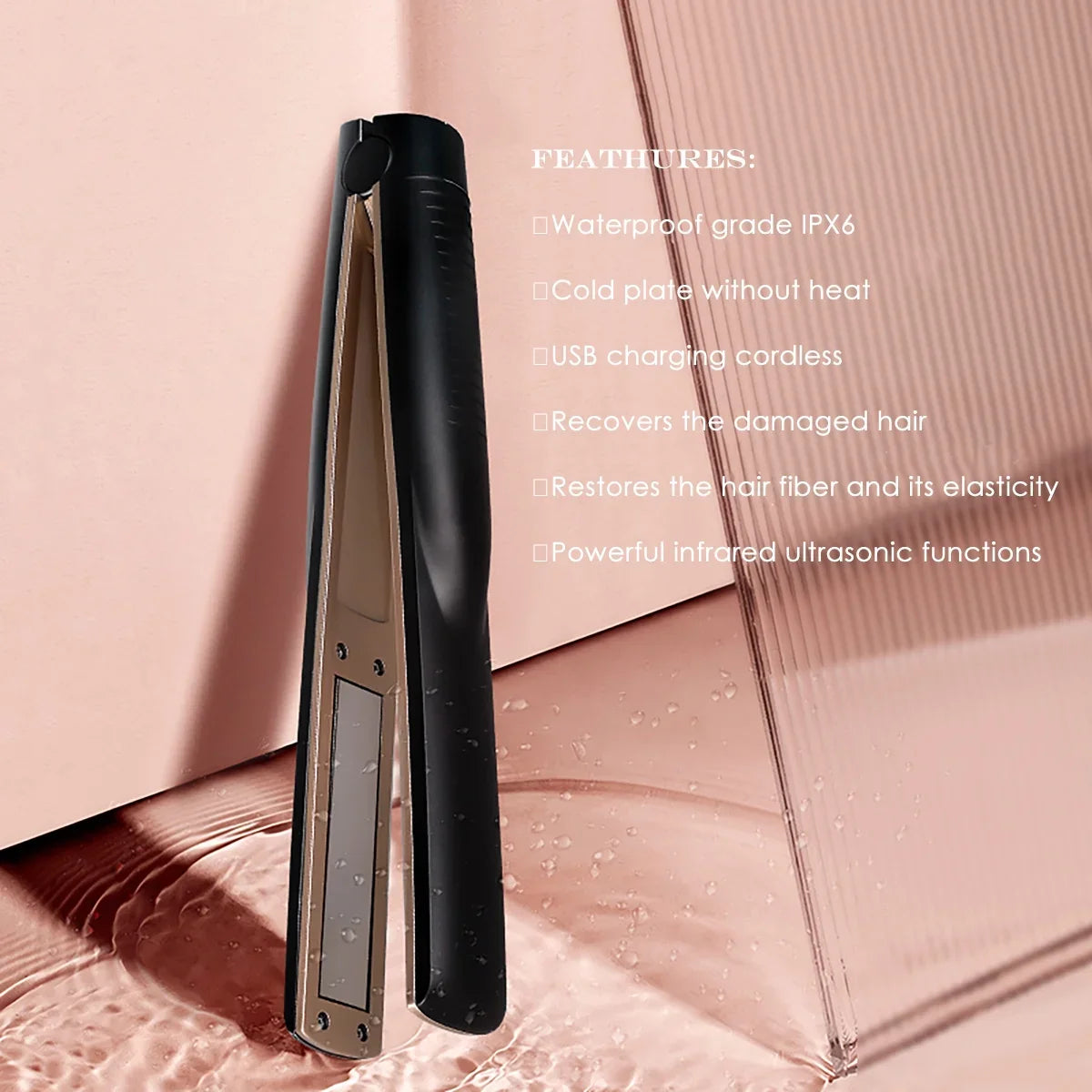 Ultrasonic Hair Care Iron, Professional Cold Iron Straightner, Reprotectives the Damaged Hair,  Wireless Portable
