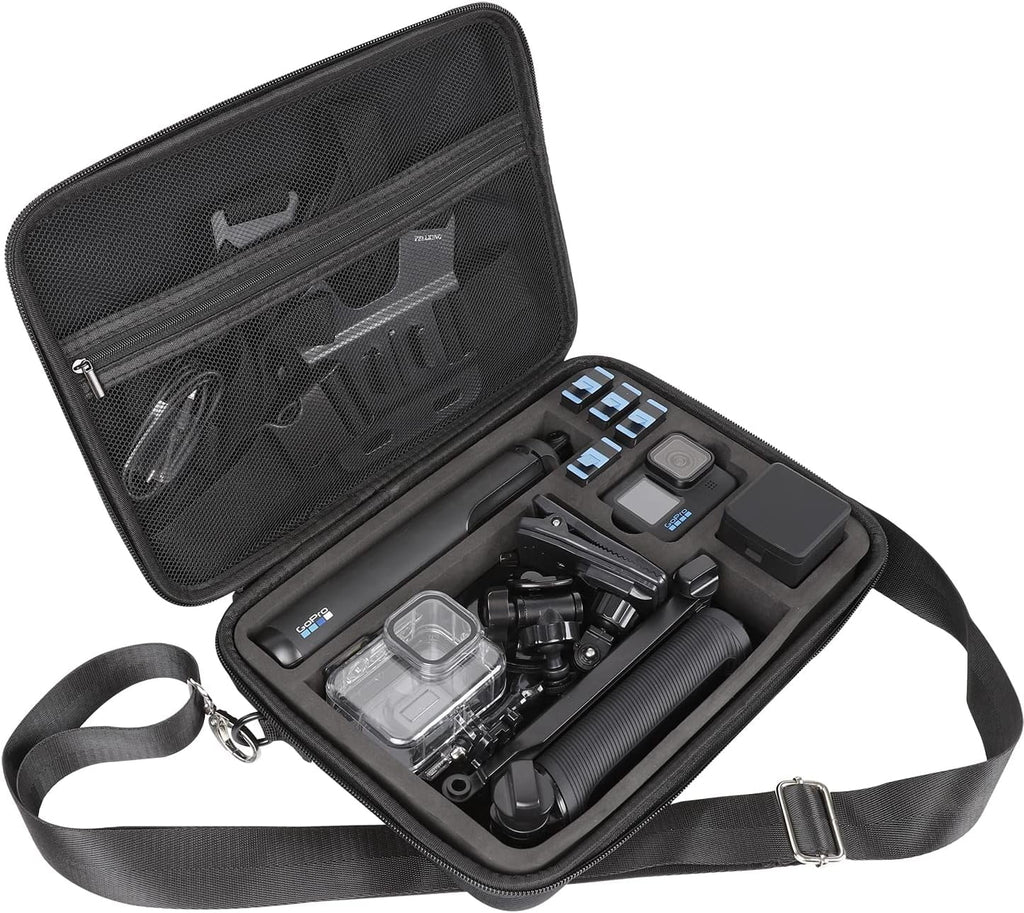 PellKing Large Carrying Surface-Waterproof Case for GoPro 12,11,10,9 Camera,Hard Shell Bag with  Liner Compatible