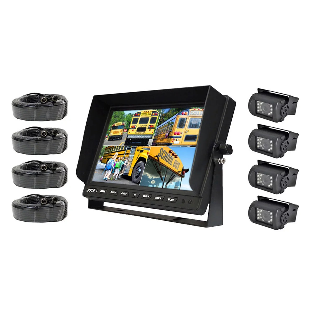 Pyle Weatherproof Rearview Backup System with 4 Cameras & 10 Inch Video Monitor