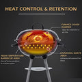 Kettle Charcoal Grill Outdoor Portable Grill Backyard Cooking Stainless Steel for Standing & Grilling Steaks, Burgers, Backyard Pitmaster & Tailgating (18" Black)