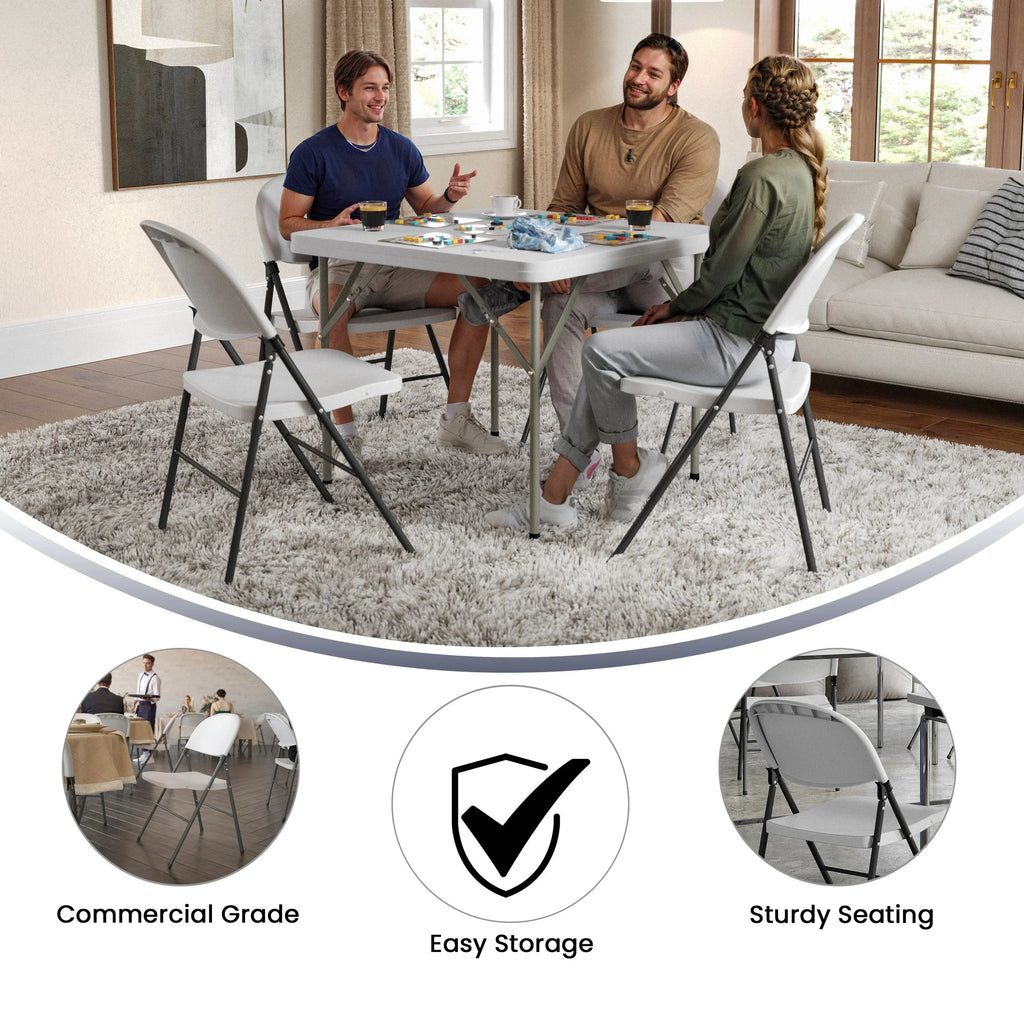 Flash Furniture  Series 330 lb. Capacity Granite White Plastic Folding Chair with Charcoal Frame