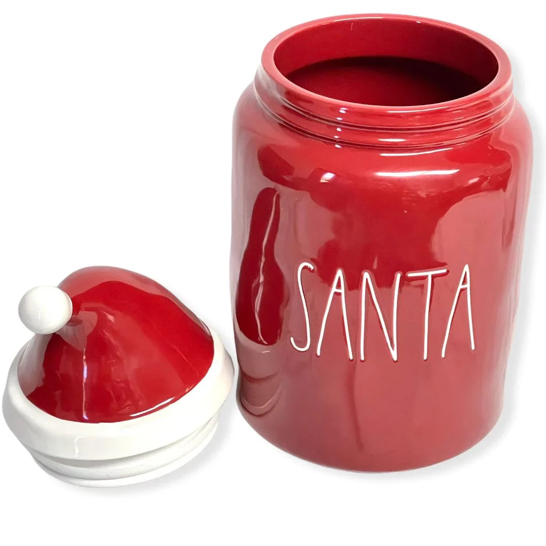 Rae Dunn Red   Font Canister Round Container With Hat Topper