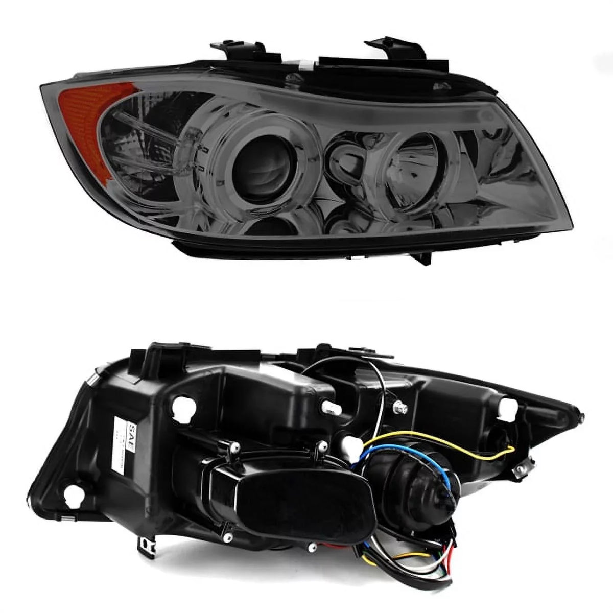 [Eye Lid] Fits 06-08   3-Series Sedan Smoked Halo  Projector Headlights Fits select: 2007-2008  328, 2006  325