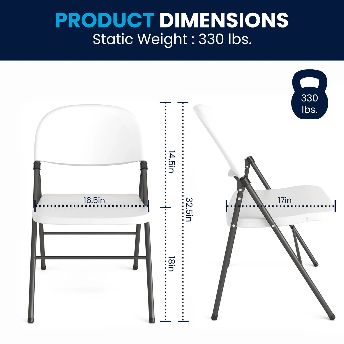 Flash Furniture  Series 330 lb. Capacity Granite White Plastic Folding Chair with Charcoal Frame