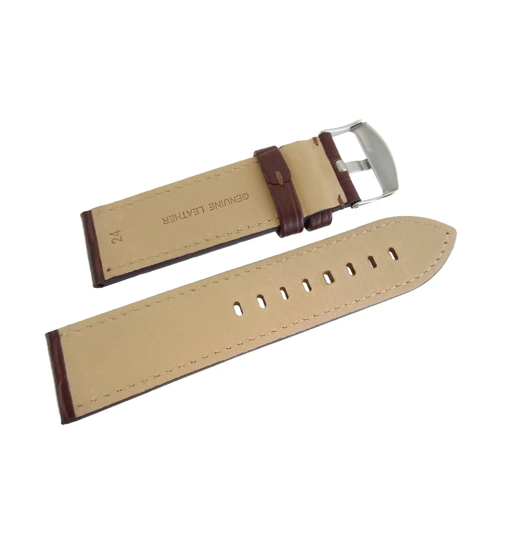 Hadley Roma  24mm Brown Alligator Grain Panerai Style Men's Watch Band