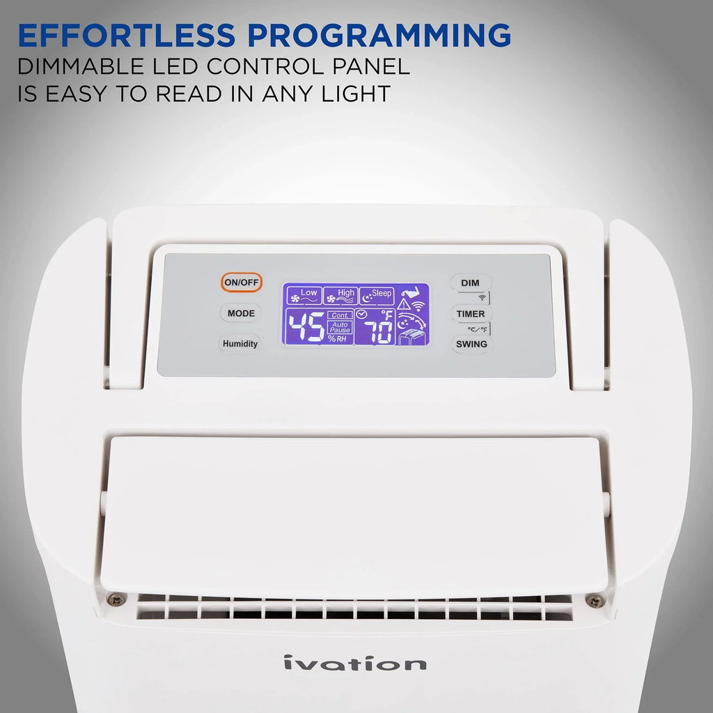 Ivation 19 Pint, 410 Sq/Ft, Wifi Dehumidifier / Drain Hose & Smartphone Control