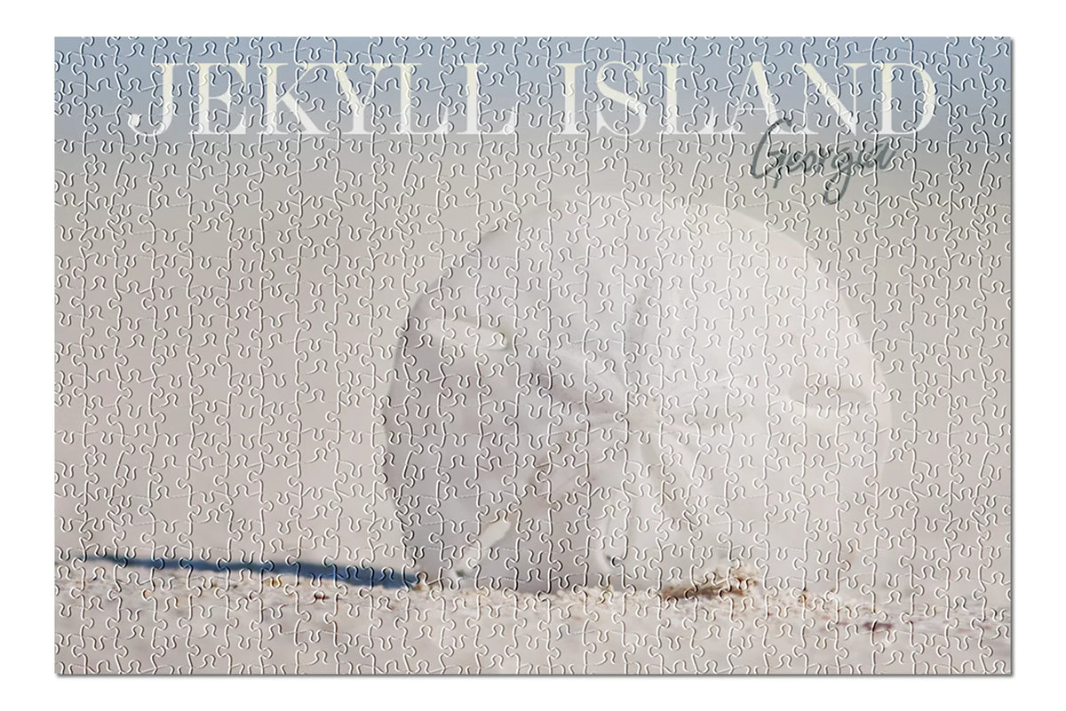 Jekyll Island, Georgia, Sand Dollar on Beach (19x27 inches, Premium 500 Piece Jigsaw Puzzle for Adults and Family, Made in )