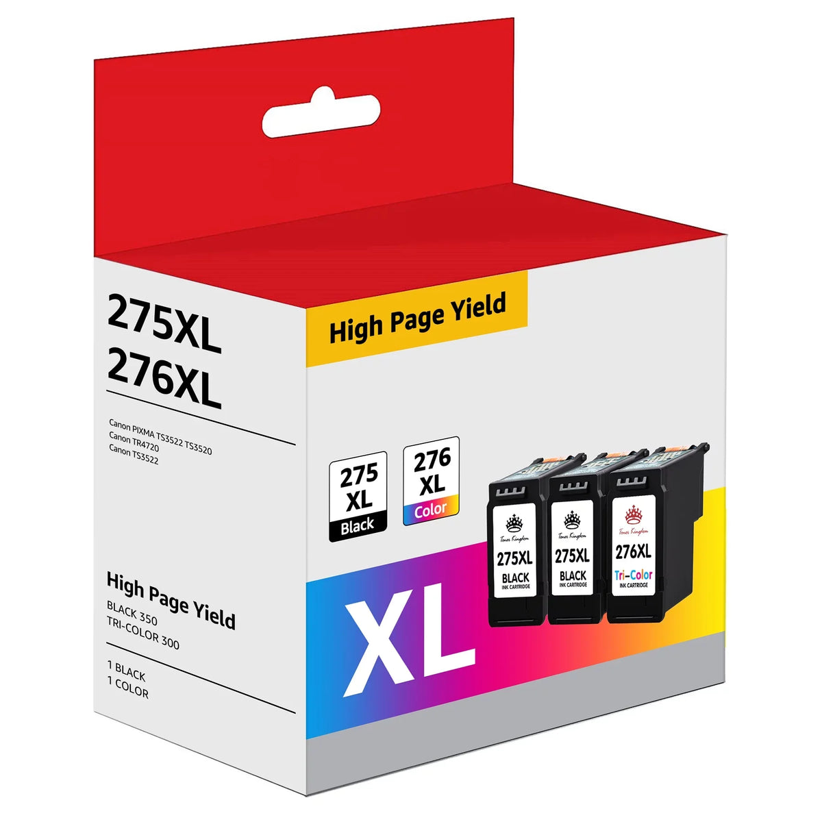 275 276 Ink Cartridges for Canon Ink 275 and 276 -275XL -276XL High Capacity 275XL 276XL Ink Cartridges for Pixma       Printer (2 Black, 1 Color)