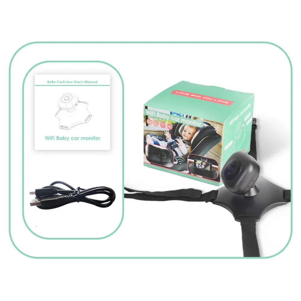 Anself Wireless Baby Car Mirror Camera with 360° Rotation and Night Vision -  Powered