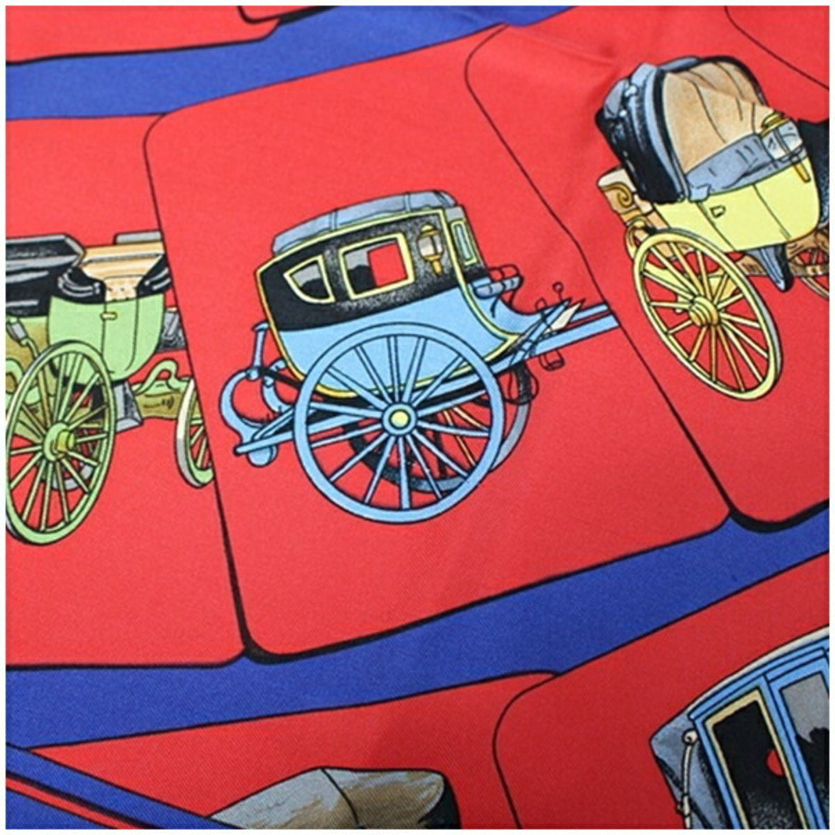 Pre-Owned Hermes Silk Scarf Muffler  (Spiral Carriage) Red x Blue  Women's (Good)