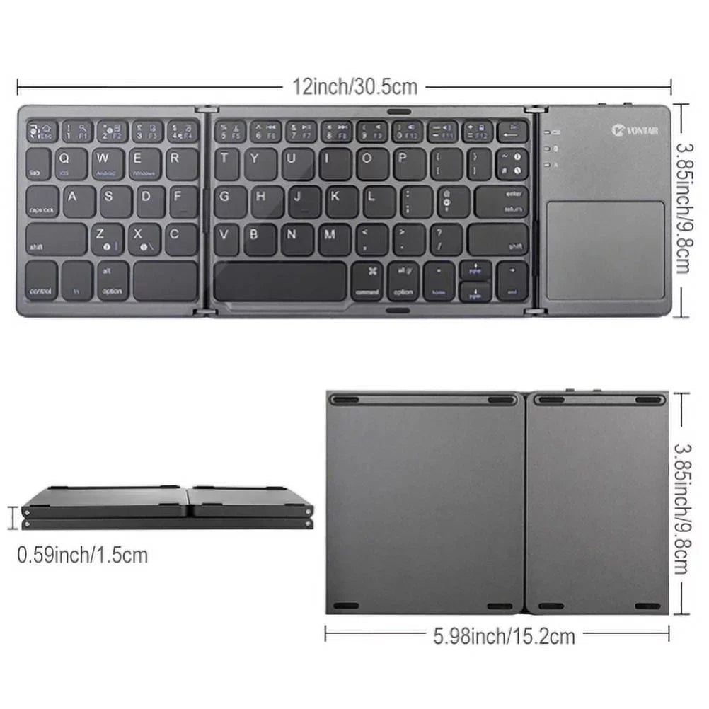 Rechargeable Folding Wireless Keyboard Portable Compact  for iPad Pro 12.9 (2019) 10.5 9.7 4 3 2 -  Zenfone  Live Max Plus ,  Phone,  5z 5Q 4 Pro, Google Nexus 2 7