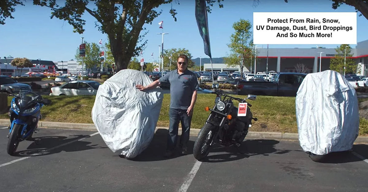 Weatherproof Motorcycle Cover Compatible With 2017 Moto Guzzi  Ii Stone Abs Grigio Intenso - Outdoor & Indoor - Protect From Rain Water, Snow, Sun - Securing Straps - Durable Material - Storage Bag