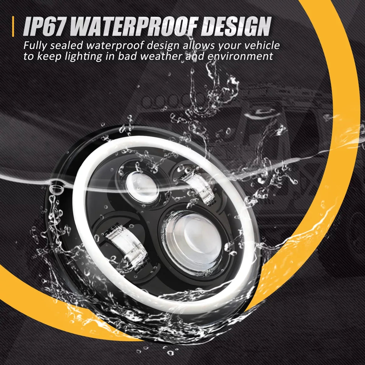 '--001H Nuvision For 1997 to 2018 Jeep Wrangler/Wrangler     2Pcs 7 inches  Halo  Projector Black Housing Headlights 13 14