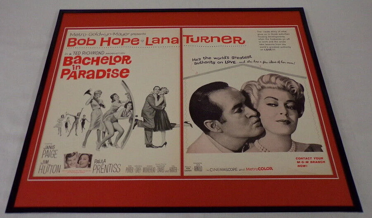 1961 Bachelor in Paradise 16x20  Framed Industry Ad Bob Hope Lana Turner