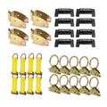 """'-Track TieDown Kit: 4 Wood Beam Sockets, 10  Rings, 8 End Caps, 8 Rope TieOffs. Ideal TieDown Accessories Bundle for Trucks, Warehouses, Docks, Trailers, Boats. -track  included."""