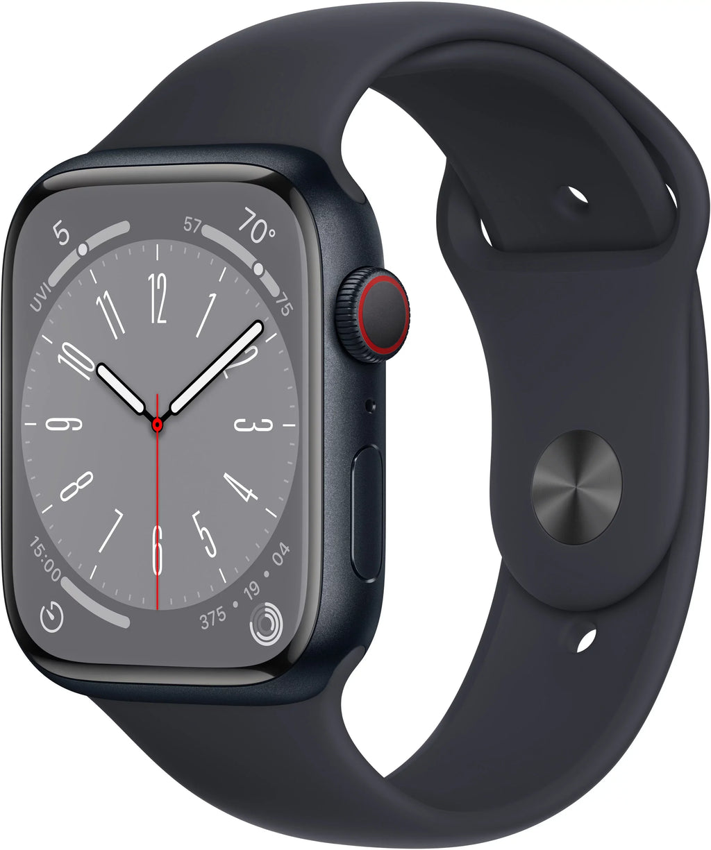 Restored Apple Watch Gen 8 Series 8 Cell 45mm Midnight Aluminum Midnight Sport Band / (Refurbished)