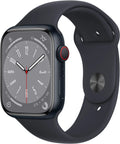Restored Apple Watch Gen 8 Series 8 Cell 45mm Midnight Aluminum Midnight Sport Band / (Refurbished)