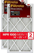 Filtrete 14x25x1 Air Filter,  1000,  11, Micro Allergen Defense 3-Month Pleated 1-Inch Air Filters, 2 Filters