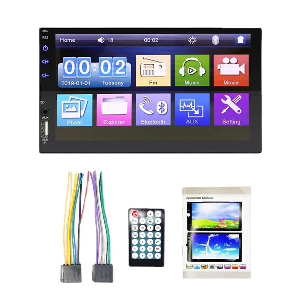 Virwir Car Multimedia Player Bluetooth 7 inch,  Car Mp5 Player Touch Screen Autoradio with Backup Camera Rear