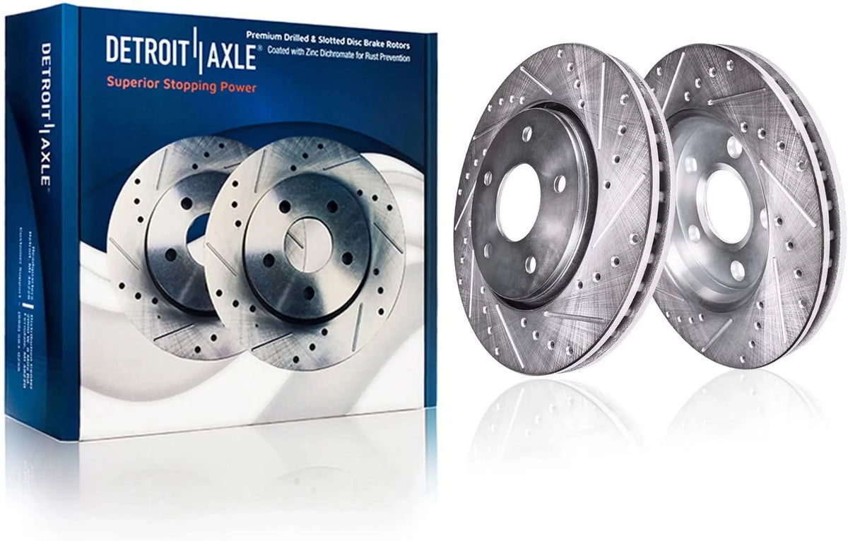Detroit Axle - Brake Kit for 2012-2017 Toyota Camry 2013-2018 Avalon Lexus  ES300h Drilled & Slotted Disc Brake Rotors 2014 2015 2016 Ceramic Brakes Pads Front & Rear Replacement